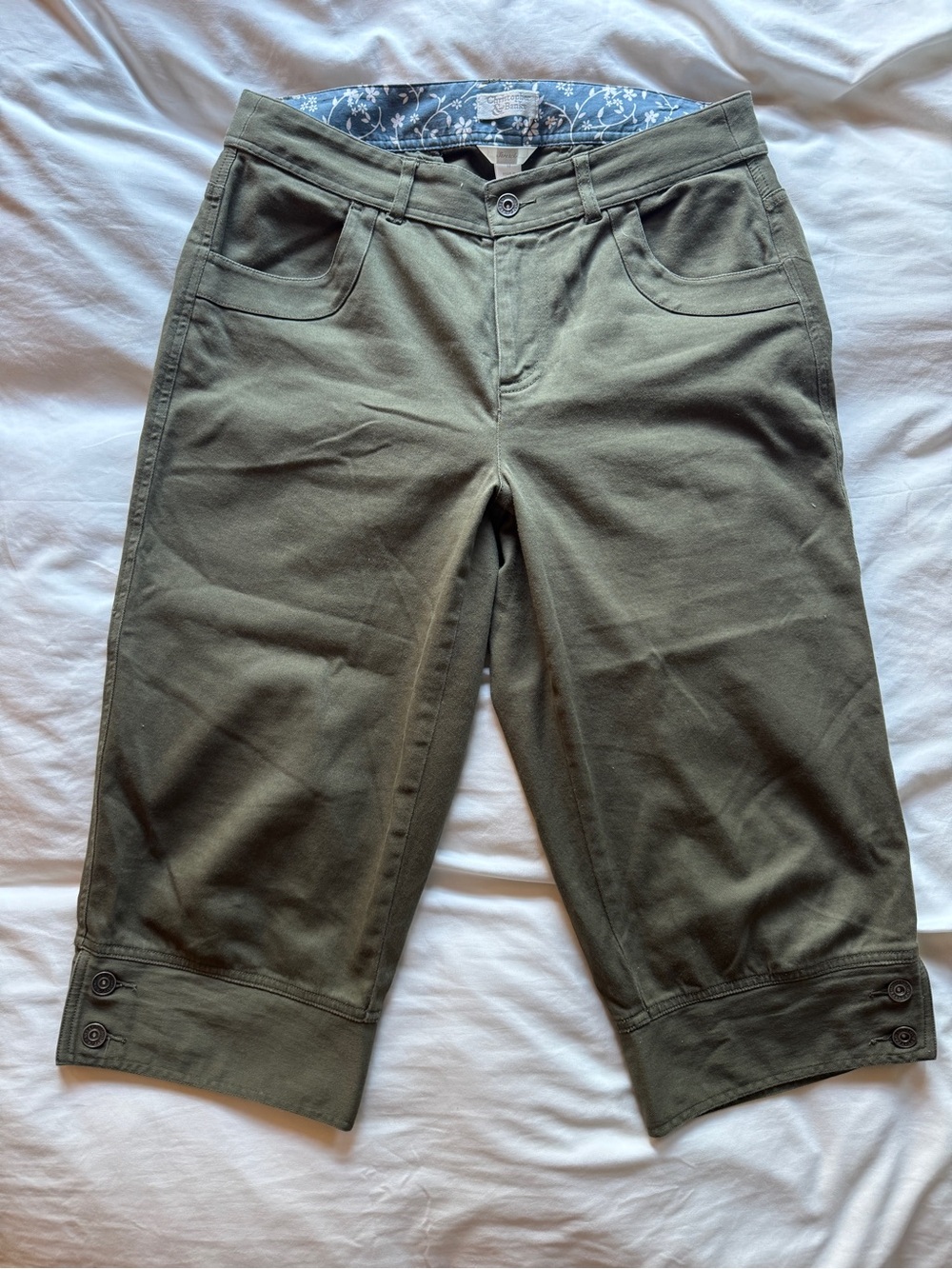 Christopher & Banks Olive Green Cargo Capris